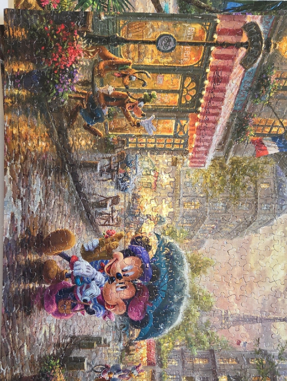 Disney Mickey & Minnie Paris Street Art Print - Blue, Pink, Gold